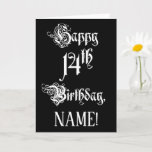 [ Thumbnail: 14th Birthday: Fancy, Elegant Script + Custom Name Card ]