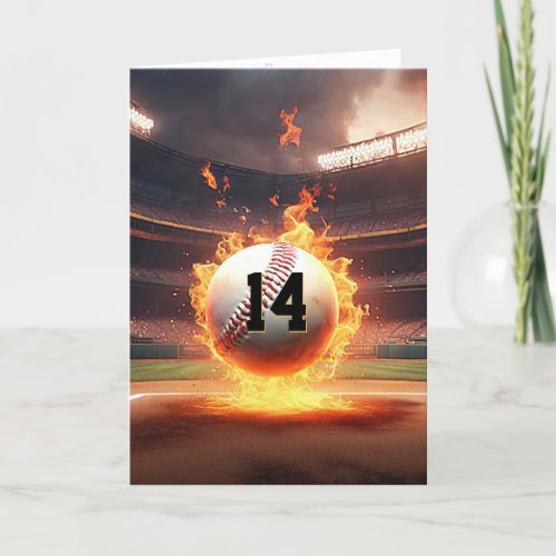 14th Birthday Flaming Baseball Card