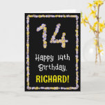 [ Thumbnail: 14th Birthday: Floral Flowers Number, Custom Name Card ]