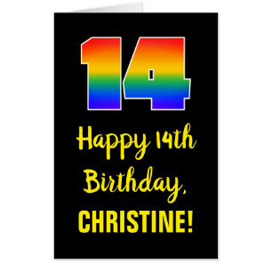 14th Birthday: Fun, Colorful, Happy, Rainbow # 14 Card