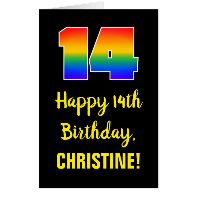 14th Birthday: Fun, Colorful, Happy, Rainbow # 14 Card (Front)
