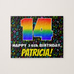 [ Thumbnail: 14th Birthday — Fun, Colorful Music Symbols & “14” Jigsaw Puzzle ]