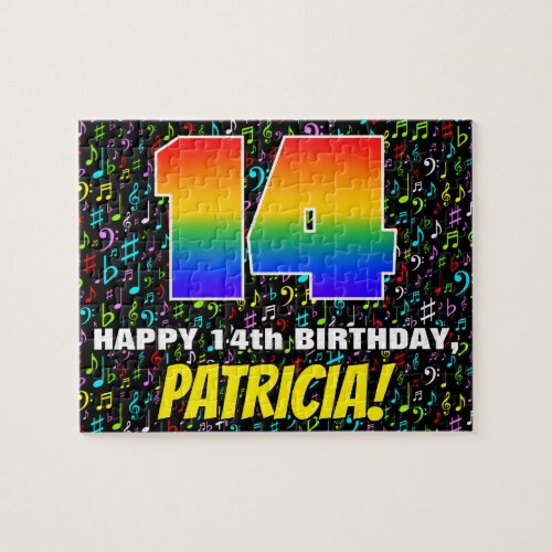 14th Birthday  Fun Colorful Music Symbols  14 Jigsaw Puzzle