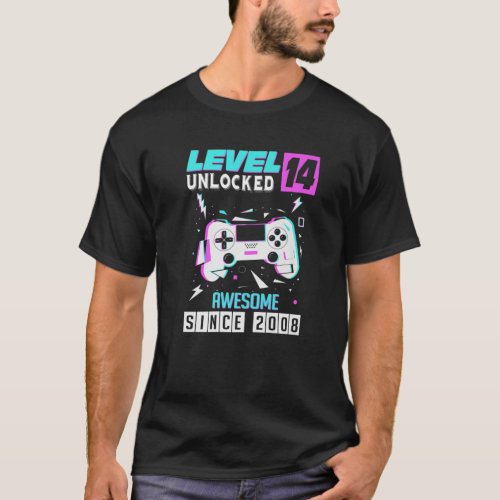 14Th Birthday Gamer Gift Boys Teen 14 Year Old Vid T_Shirt