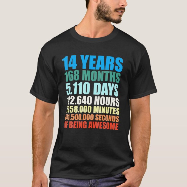 14Th Birthday Gift Boy 14 Years Being Awesome T-Shirt (Front)