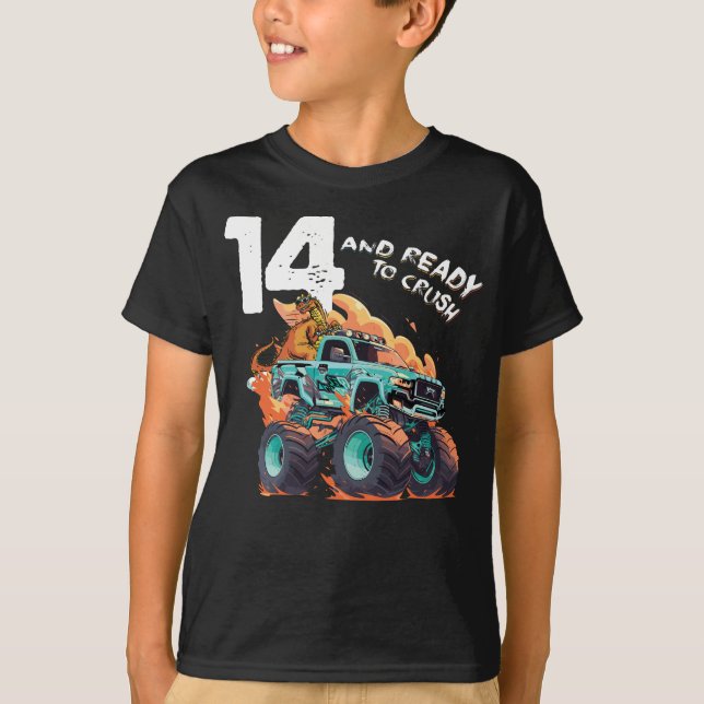 14th Birthday Gift Boys, 14 and Ready to Crush Mon T-Shirt (Front)