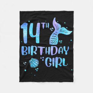 14th Birthday Girl Mermaid 14th Toddlers Back To S Fleece Blanket