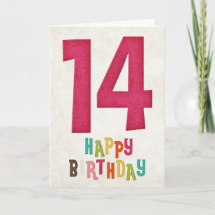 14th Birthday Happy Birthday Card Design