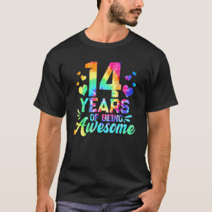 14th Birthday Idea Tie Dye 14 Year Of Being Aweso T-Shirt