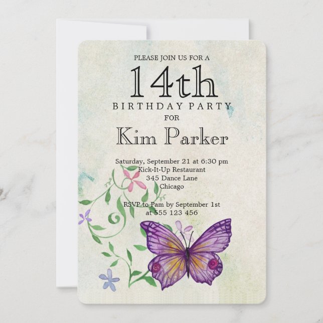 14th Birthday Invitation (Front)