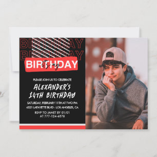 14th birthday invitations boy Party Photo Red