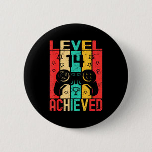 14th Birthday Level 14 Achieved Gamer Funny Birthd Button