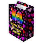 [ Thumbnail: 14th Birthday: Loving Hearts Pattern, Rainbow # 14 Gift Bag ]