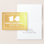 [ Thumbnail: 14th Birthday: Name + Art Deco Inspired Look "14" Foil Card ]