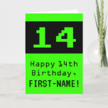 [ Thumbnail: 14th Birthday: Nerdy / Geeky Style "14" and Name Card ]