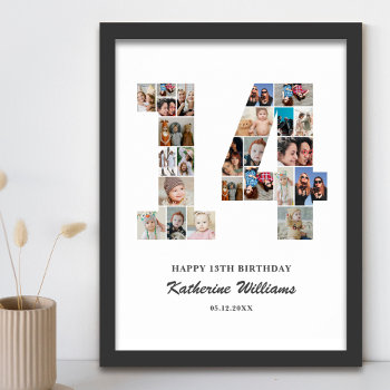 14th Birthday Number 14 Custom Photo Collage Poster by raindwops at Zazzle