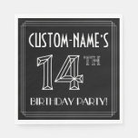 [ Thumbnail: 14th Birthday Party: Art Deco Style + Custom Name Napkins ]