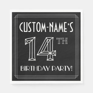 14th Birthday Party: Art Deco Style + Custom Name Napkins