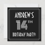 [ Thumbnail: 14th Birthday Party: Art Deco Style W/ Custom Name Invitation ]