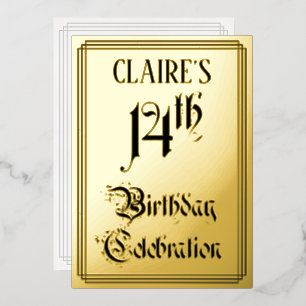 14th Birthday Party — Elegant Script + Custom Name Foil Invitation