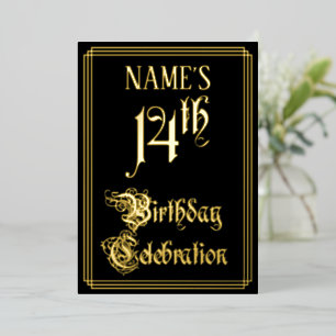 14th Birthday Party — Fancy Script & Custom Name Foil Invitation
