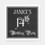 [ Thumbnail: 14th Birthday Party — Fancy Script + Custom Name Napkins ]