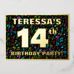 [ Thumbnail: 14th Birthday Party — Fun, Colorful Music Symbols Invitation ]