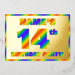 [ Thumbnail: 14th Birthday Party — Fun, Rainbow Spectrum “14” Invitation ]