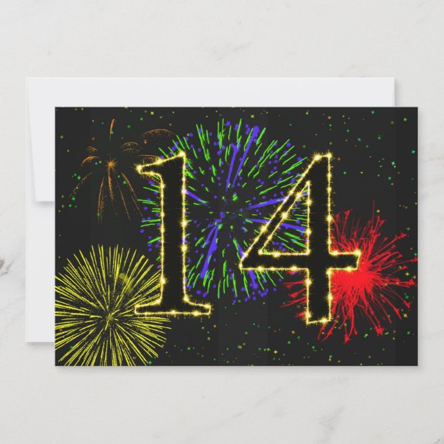 14th birthday party invitate invitation (Front)
