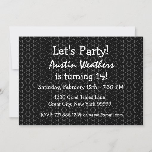 14th Birthday Party Modern Red Black and White Invitation | Zazzle
