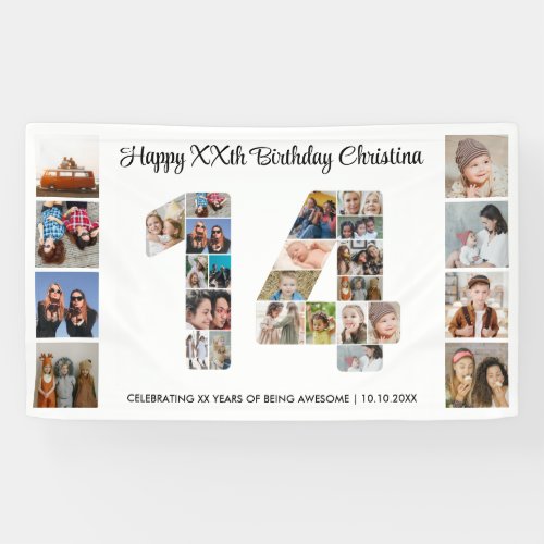 14th Birthday Party Number 14 Photo Collage