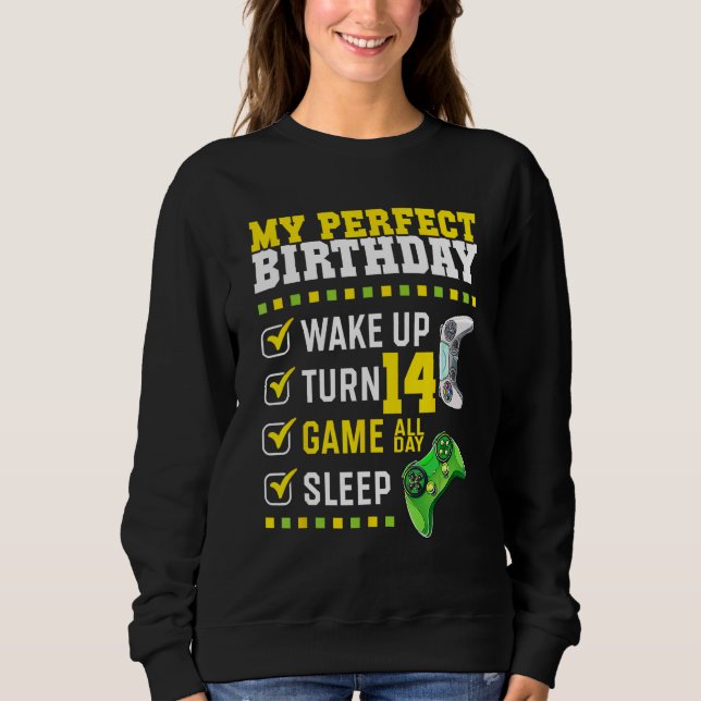14th Birthday Party Perfect For Gamer 14 Years Old Sweatshirt (Front)