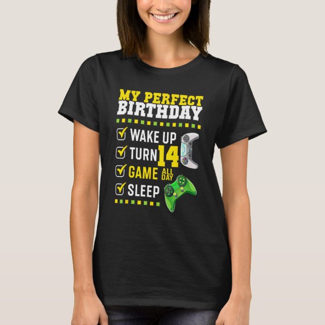 14th Birthday Party Perfect For Gamer 14 Years Old T-Shirt (Front)