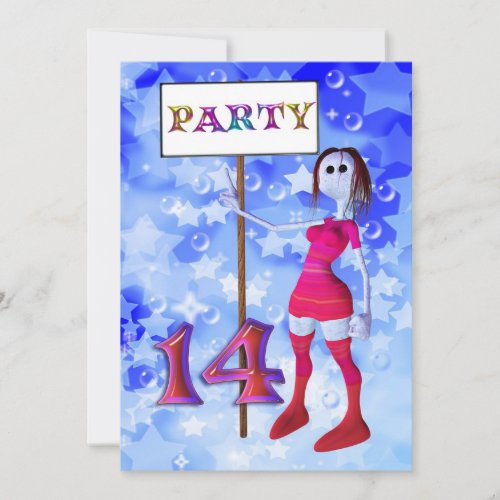 14th Birthday party sign board invitation