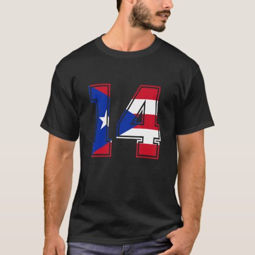 14th Birthday Puerto Rican 14 Years Old Number 14  T_Shirt