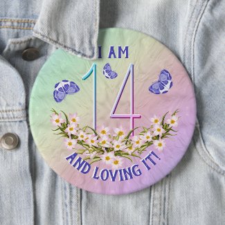 14th Birthday Rainbow Garden Celebration Award  Button