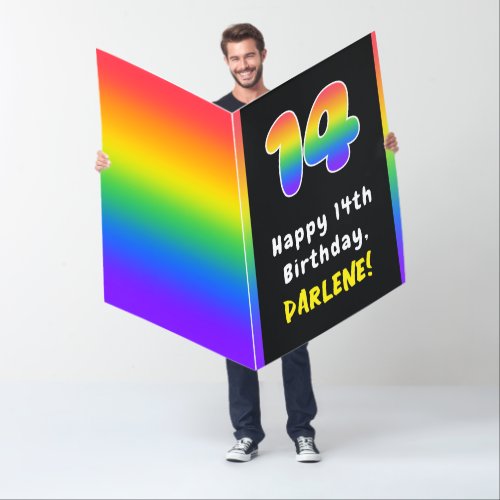 14th Birthday Rainbow Spectrum  14 Custom Name Card