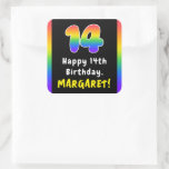 [ Thumbnail: 14th Birthday: Rainbow Spectrum # 14, Custom Name Sticker ]