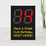 [ Thumbnail: 14th Birthday: Red Digital Clock Style "14" + Name Card ]