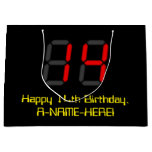 [ Thumbnail: 14th Birthday: Red Digital Clock Style "14" + Name Gift Bag ]