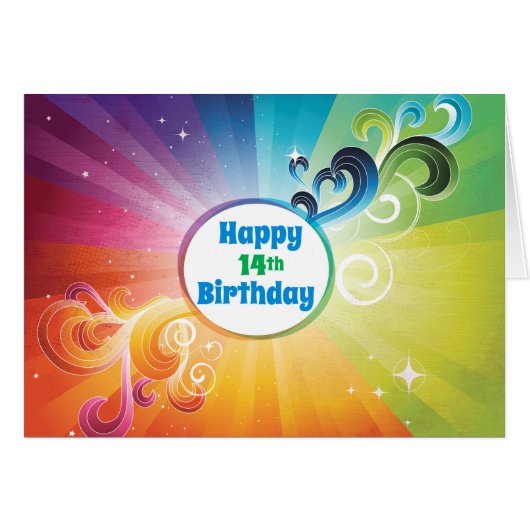 14th Birthday Religious Card Rainbow Blessings (Front Horizontal)