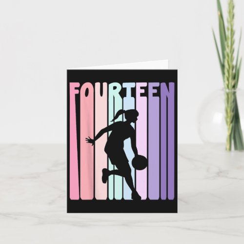 14th Birthday Retro Basketball Player 14 Years Old Card
