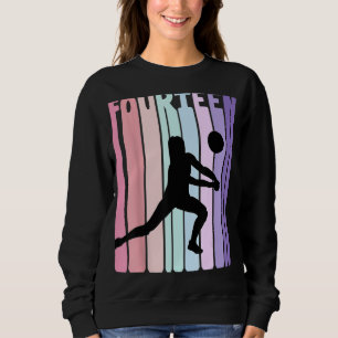 14th Birthday Retro Volleyball Girl Player 14 Year Sweatshirt