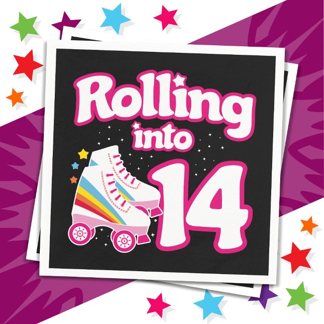 14th Birthday Roller Skating 14 Years Old Skate Napkins (Creator Uploaded)