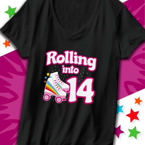 14th Birthday Roller Skating 14 Years Old Skate T_Shirt