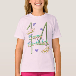 14th Birthday Shirt with Rainbows and Butterflies