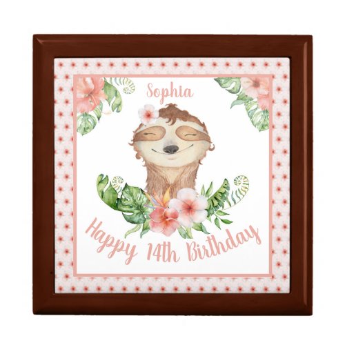 14th birthday sloth girl name gift box