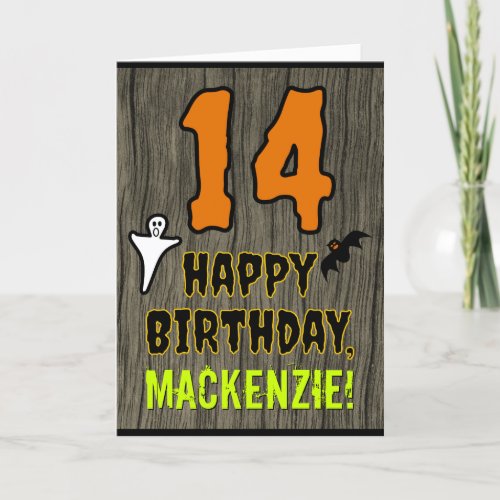 14th Birthday Spooky Halloween Theme Custom Name Card