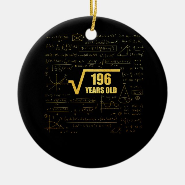 14th Birthday Square Root of  196 14 Years Old Ceramic Ornament (Front)