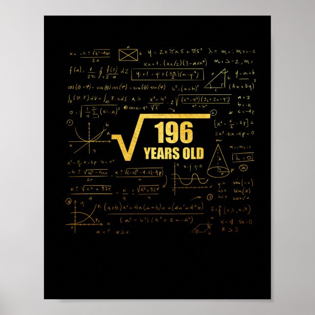 14th Birthday Square Root of  196 14 Years Old Poster (Front)